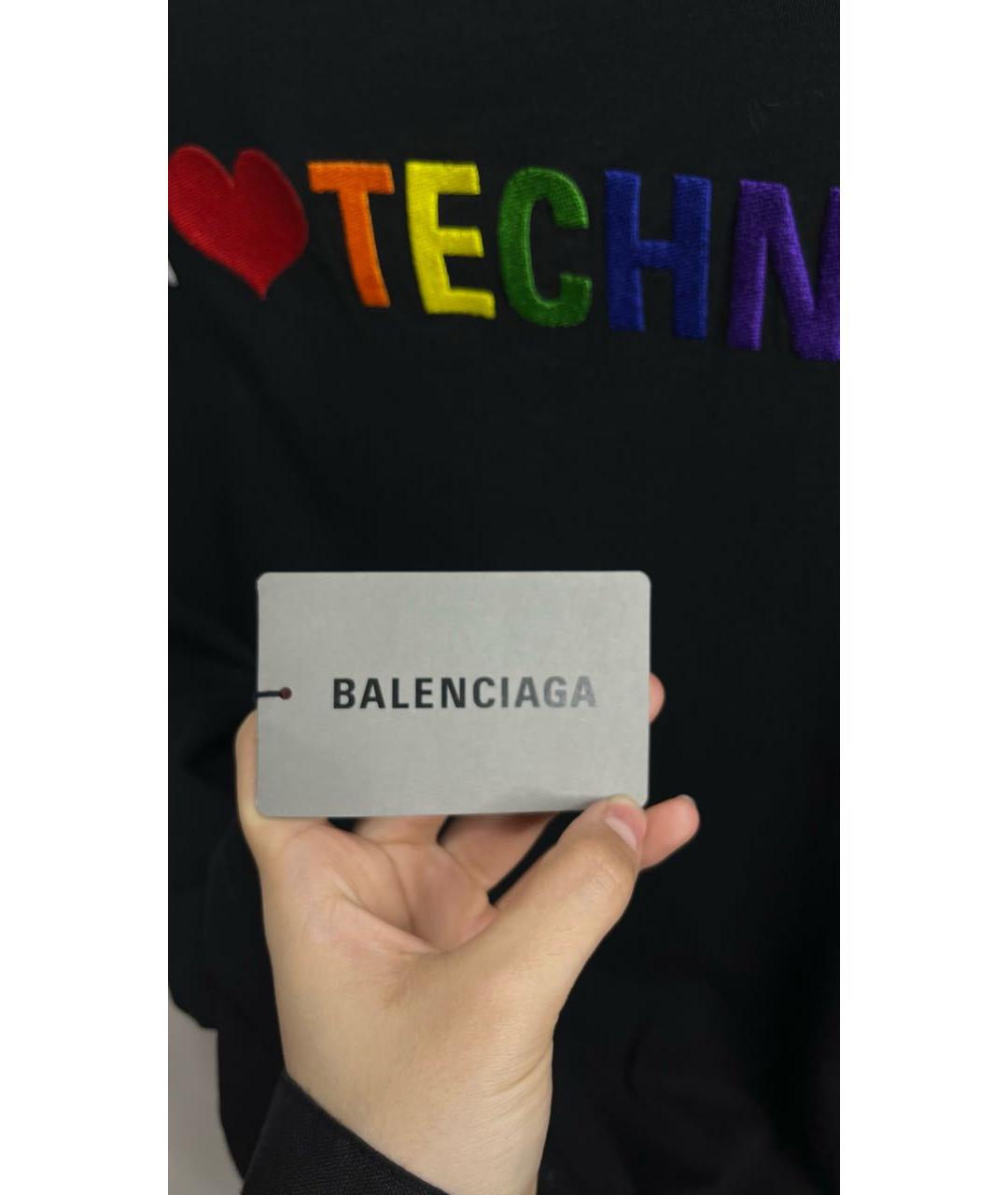 BALENCIAGA Черная хлопковая футболка, фото 3
