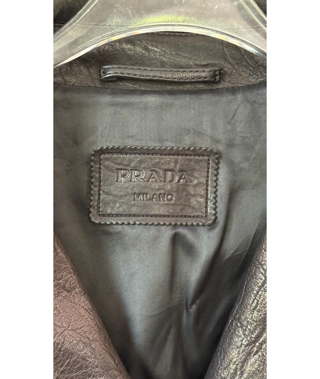 PRADA Коричневая кожаная куртка, фото 8
