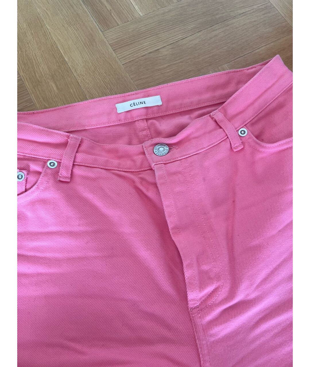 CELINE PRE-OWNED Розовые хлопковые прямые джинсы, фото 3