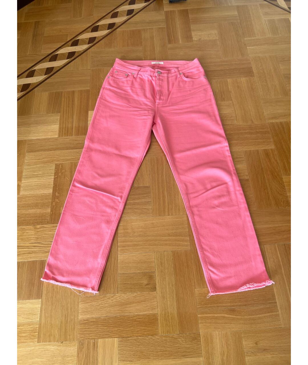 CELINE PRE-OWNED Розовые хлопковые прямые джинсы, фото 4