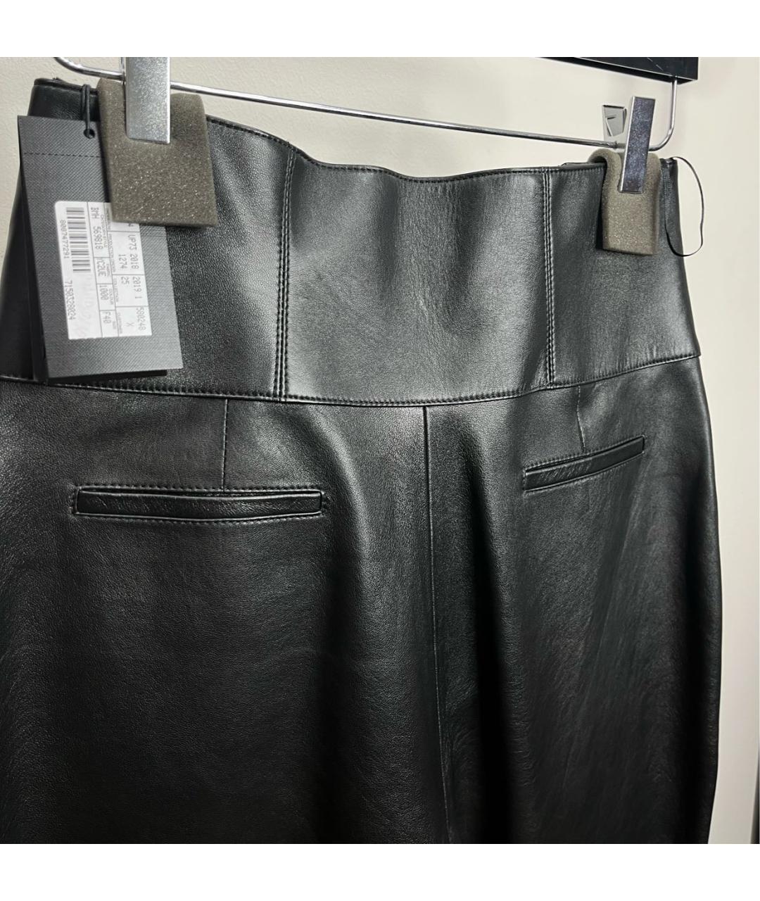 SAINT LAURENT Черные кожаные брюки широкие, фото 5