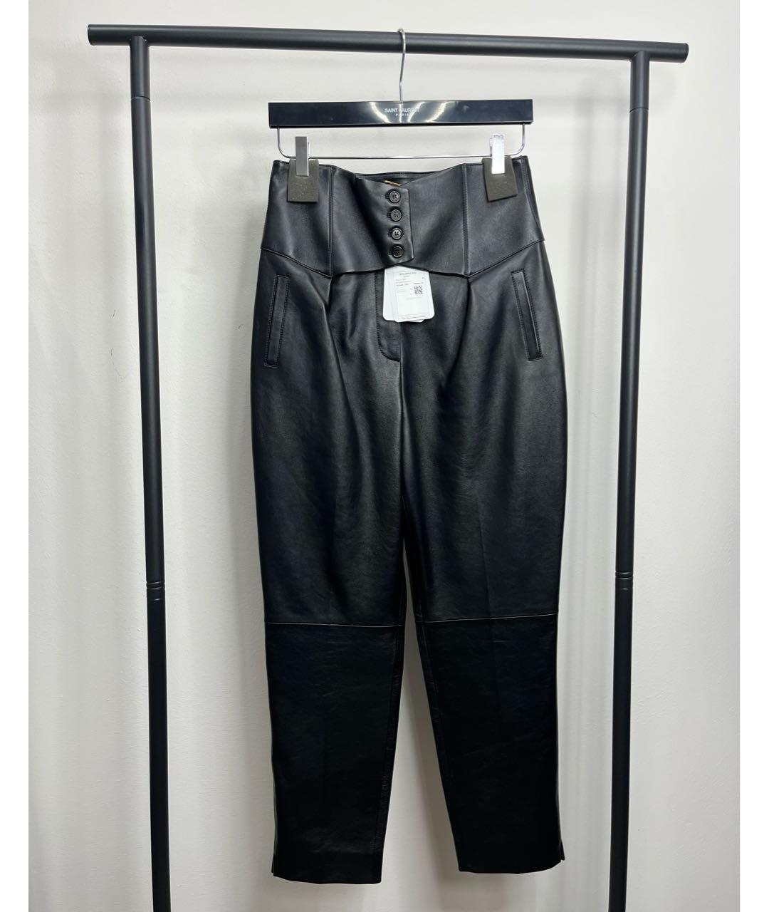 SAINT LAURENT Черные кожаные брюки широкие, фото 6