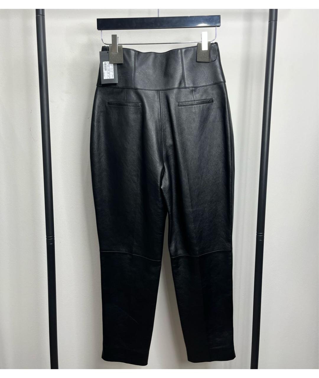 SAINT LAURENT Черные кожаные брюки широкие, фото 4