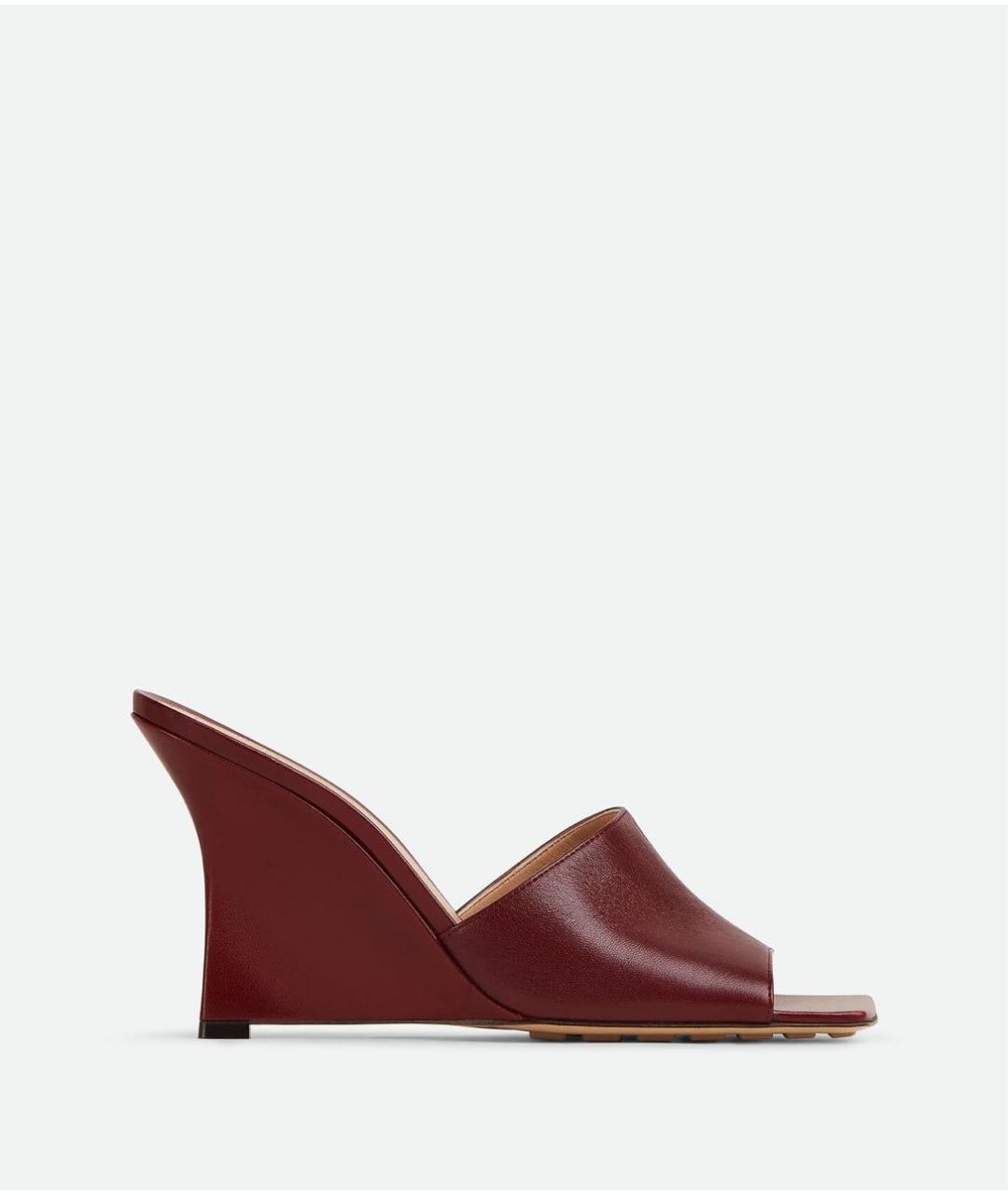 BOTTEGA VENETA Бордовые кожаные мюли, фото 8