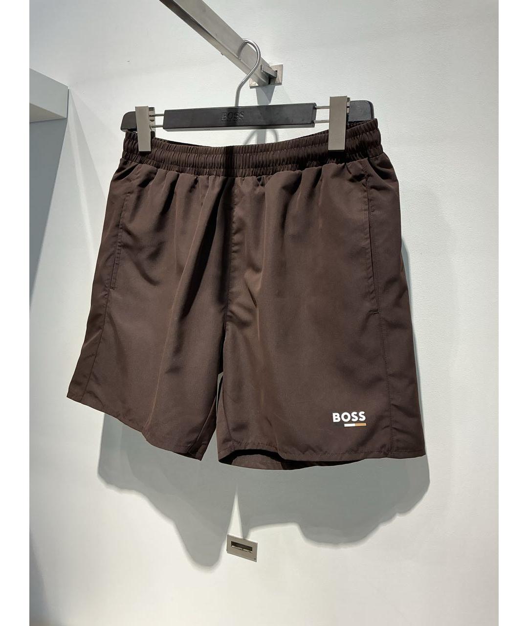 HUGO BOSS Коричневые полиэстеровые шорты, фото 2