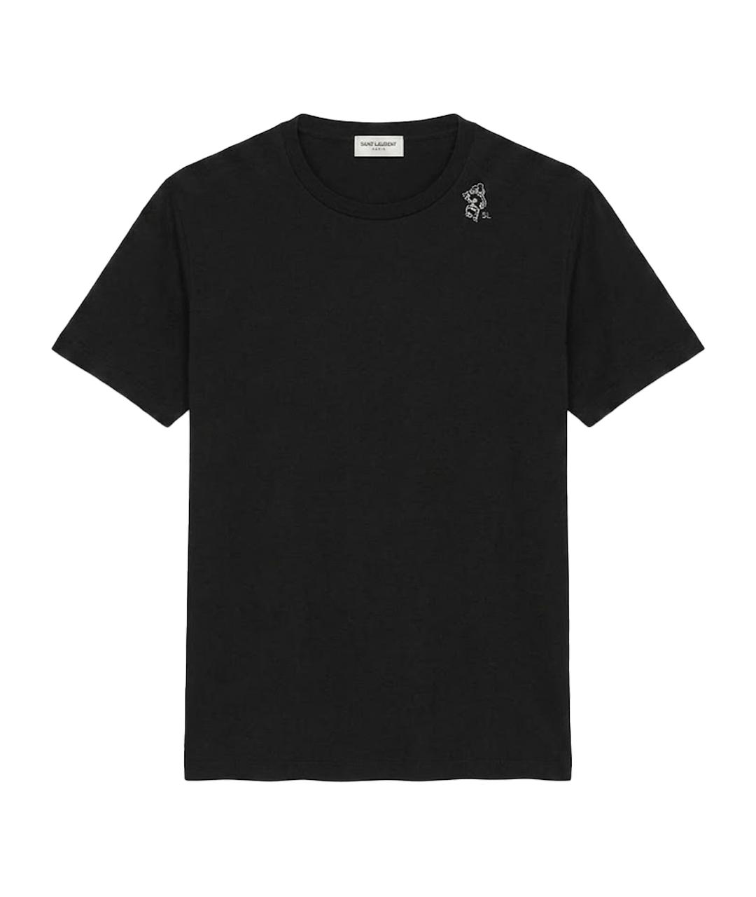 SAINT LAURENT Черная хлопковая футболка, фото 1