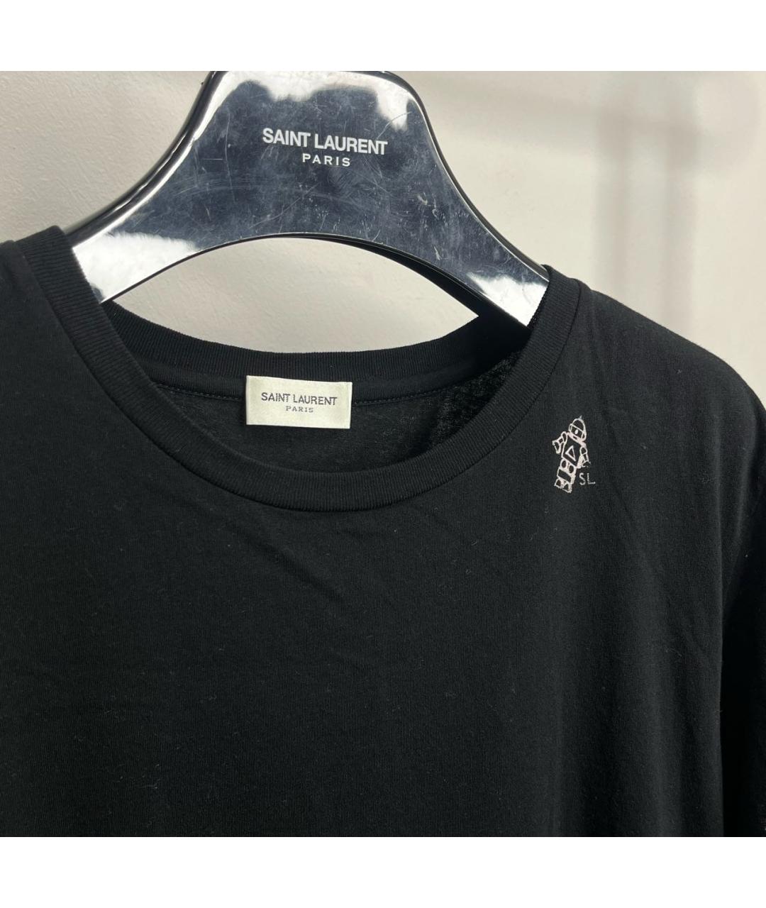 SAINT LAURENT Черная хлопковая футболка, фото 4
