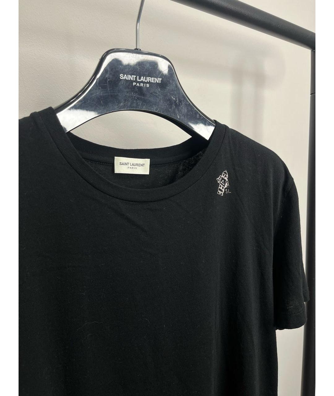 SAINT LAURENT Черная хлопковая футболка, фото 2