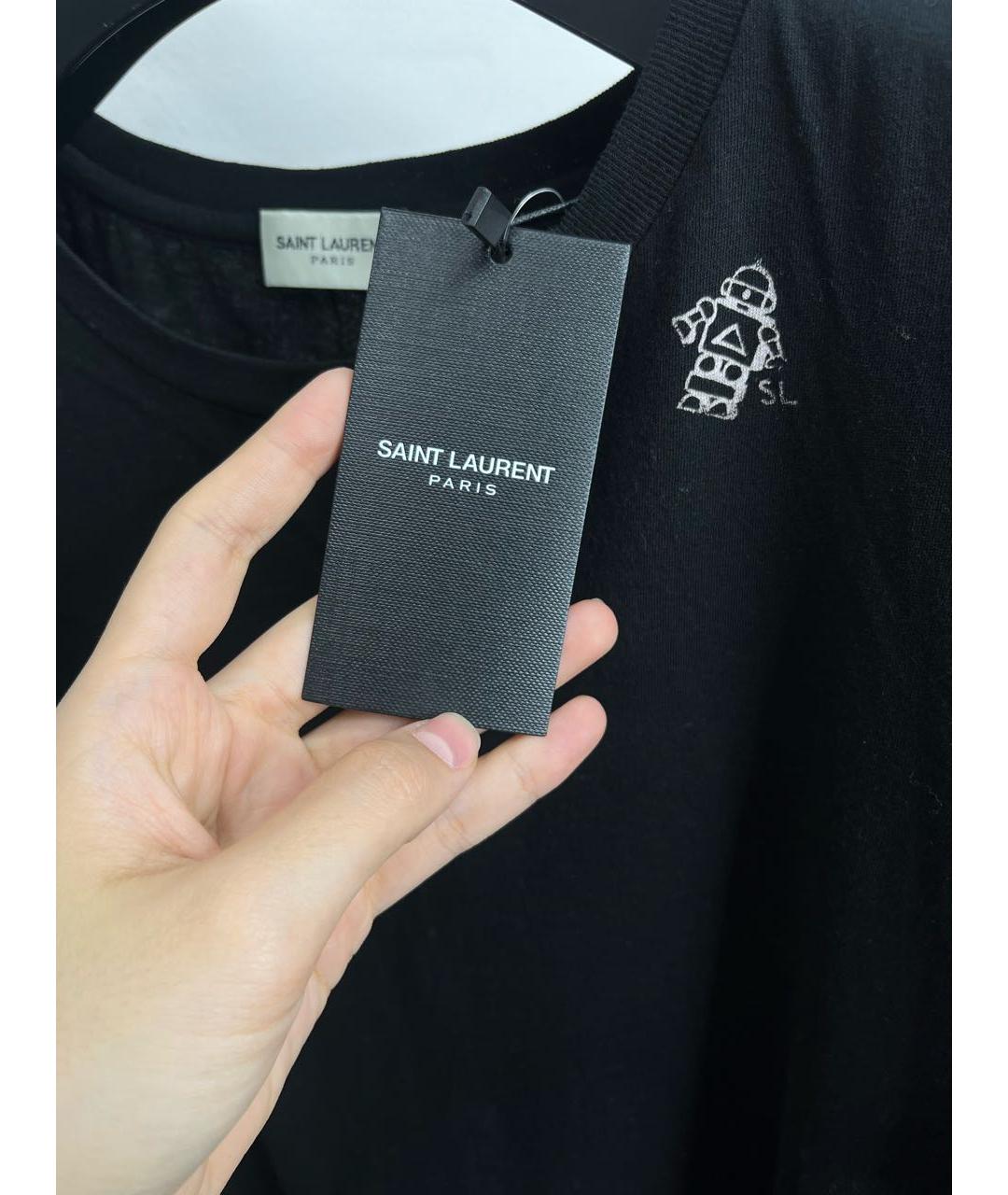 SAINT LAURENT Черная хлопковая футболка, фото 3
