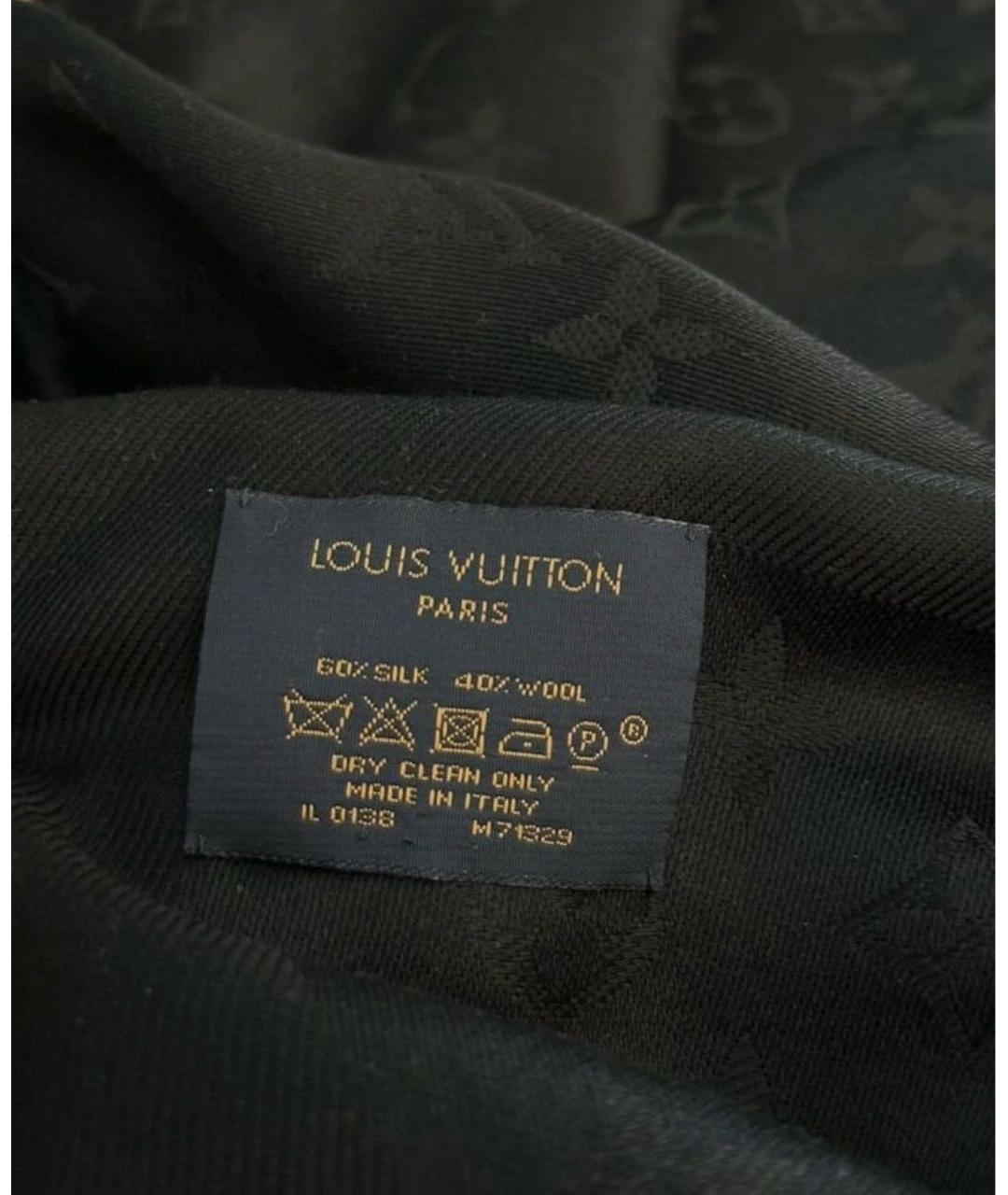 LOUIS VUITTON Черный шелковый платок, фото 3