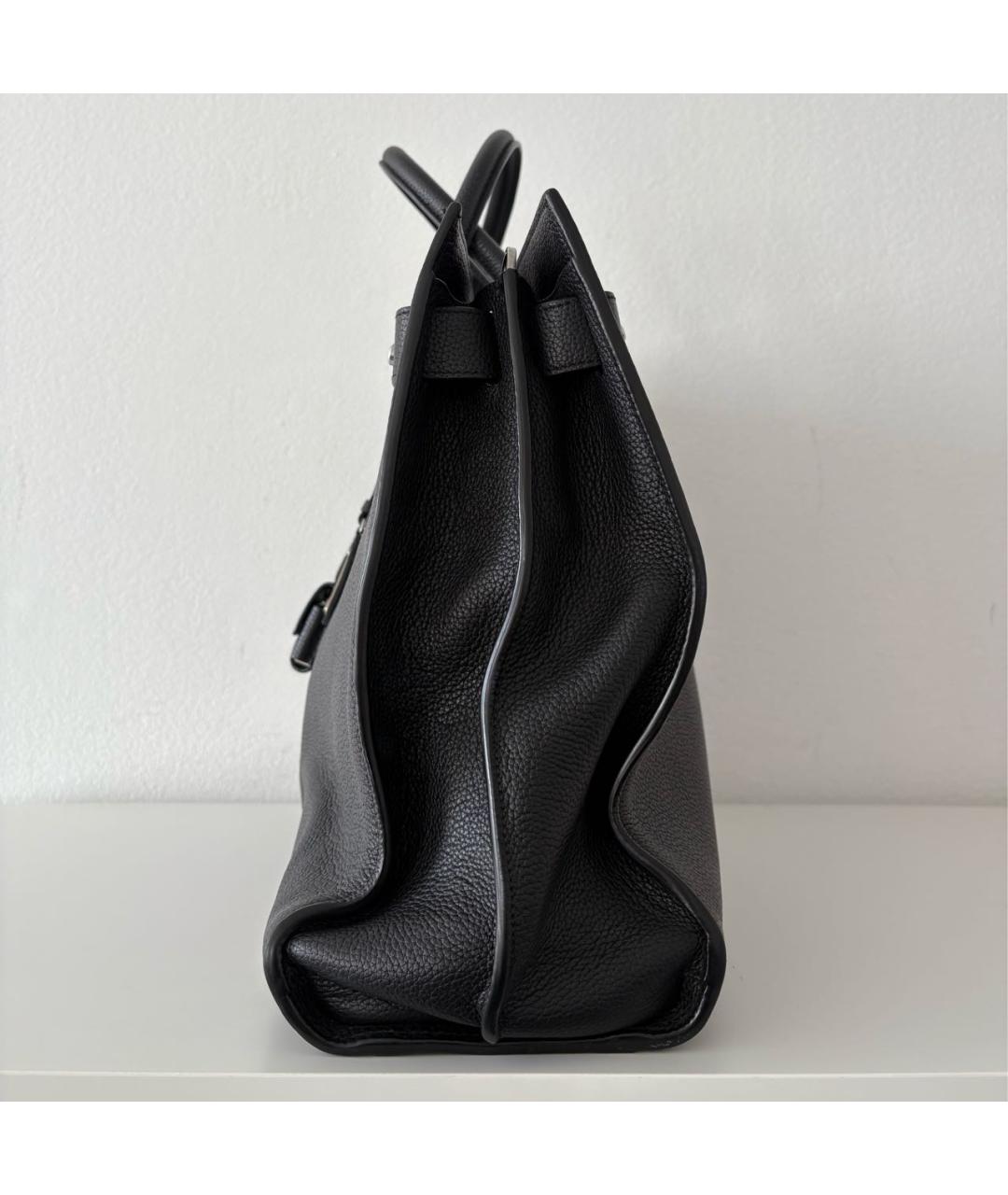 SAINT LAURENT Черная кожаная сумка тоут, фото 5