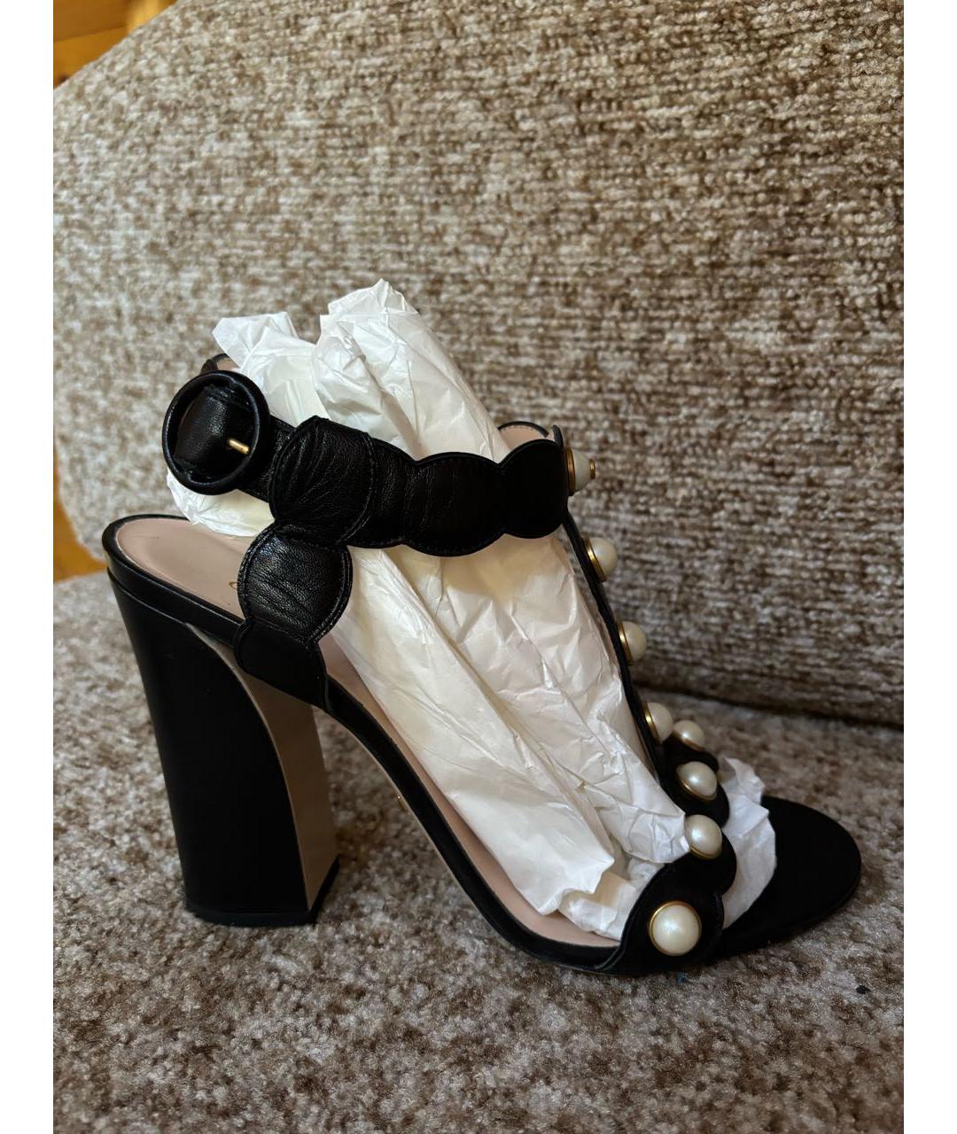 GUCCI Черные кожаные босоножки, фото 9