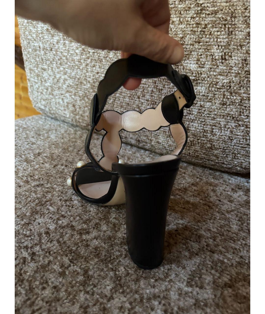 GUCCI Черные кожаные босоножки, фото 5