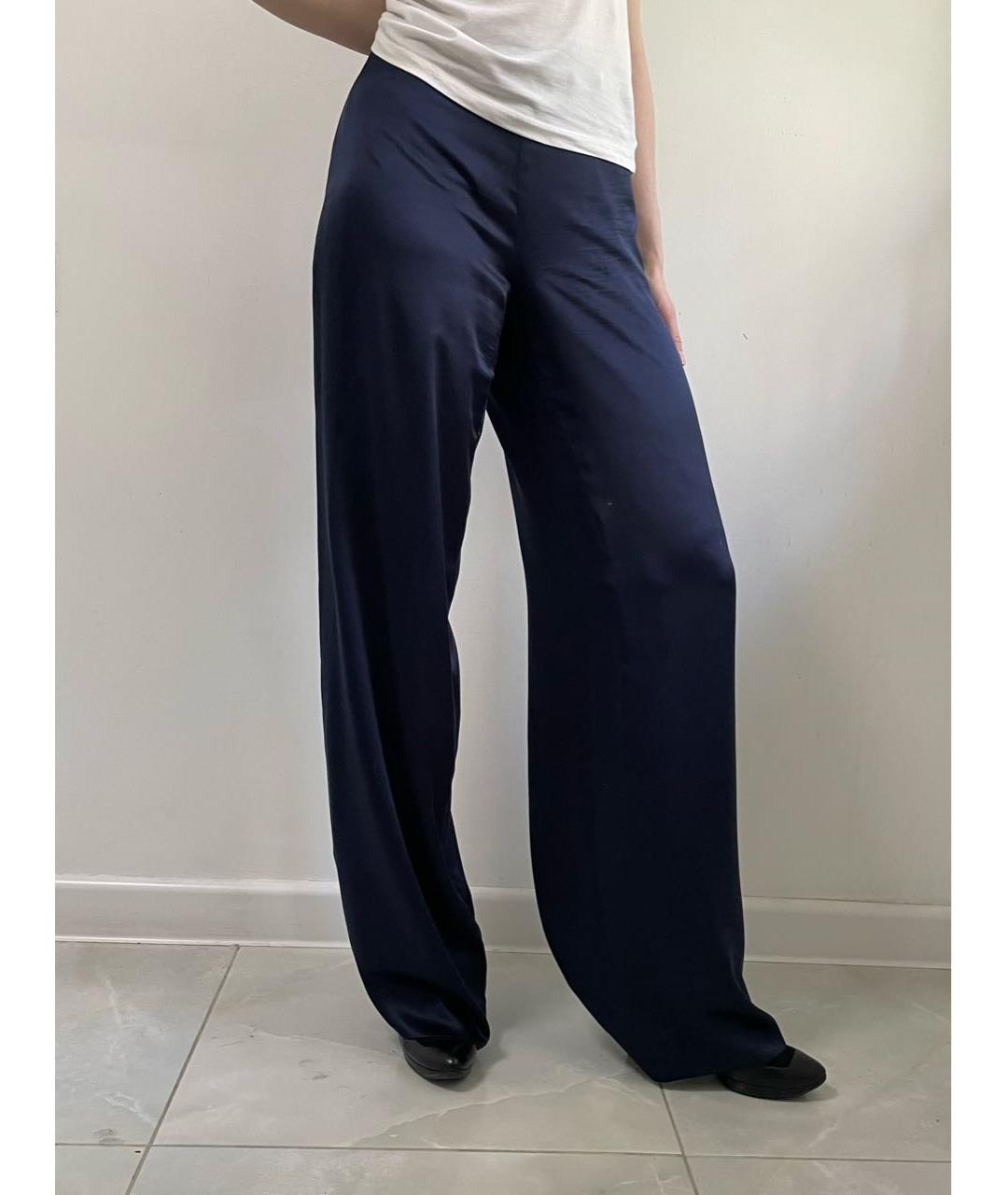 RALPH LAUREN COLLECTION Темно-синие шелковые брюки широкие, фото 7