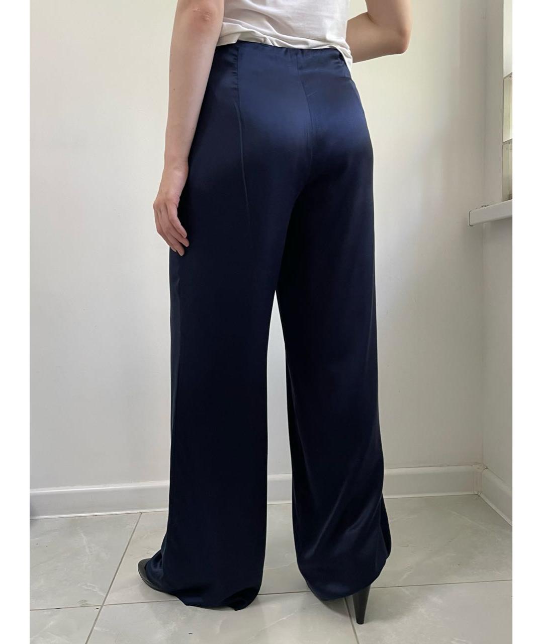 RALPH LAUREN COLLECTION Темно-синие шелковые брюки широкие, фото 6