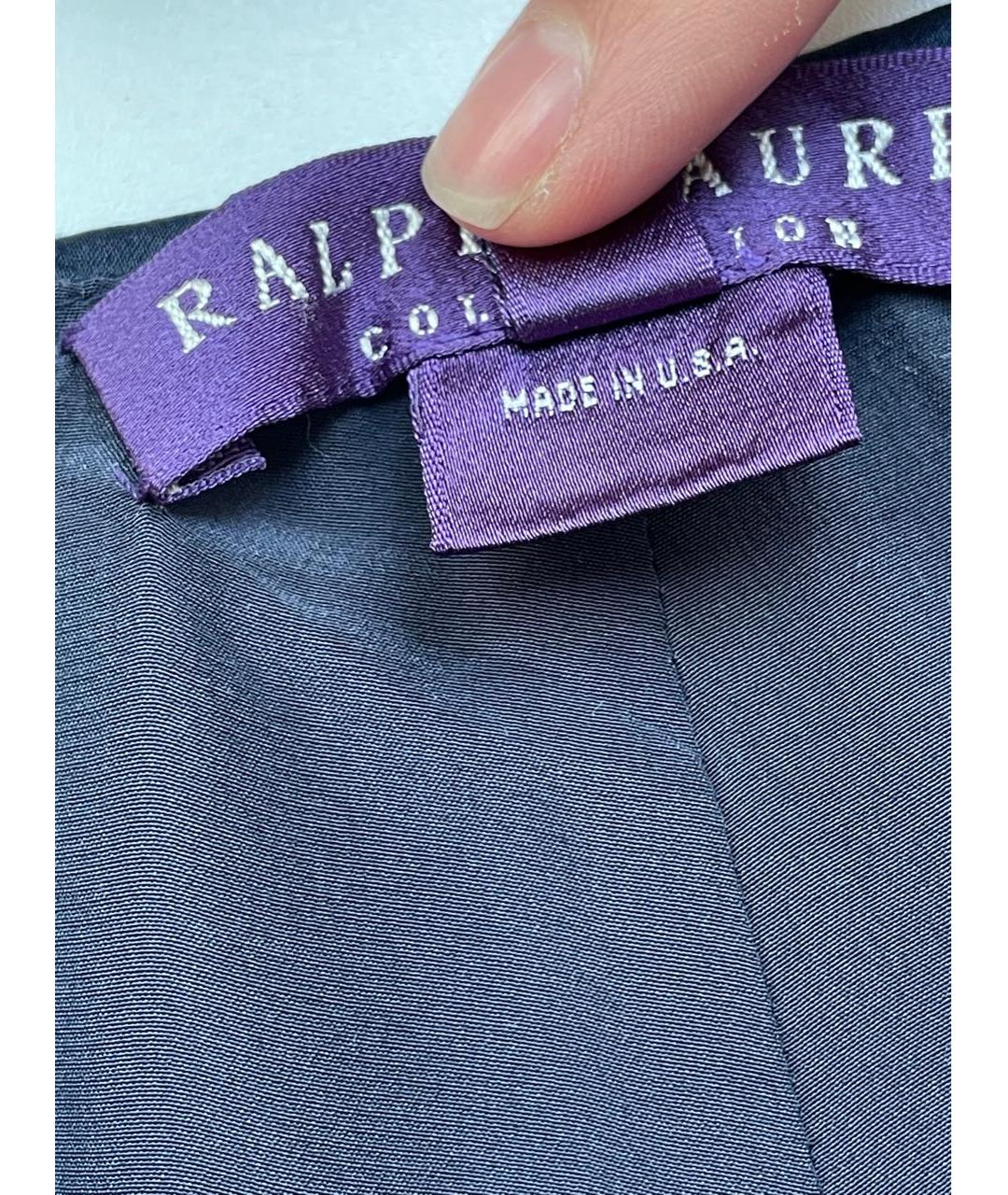 RALPH LAUREN COLLECTION Темно-синие шелковые брюки широкие, фото 3