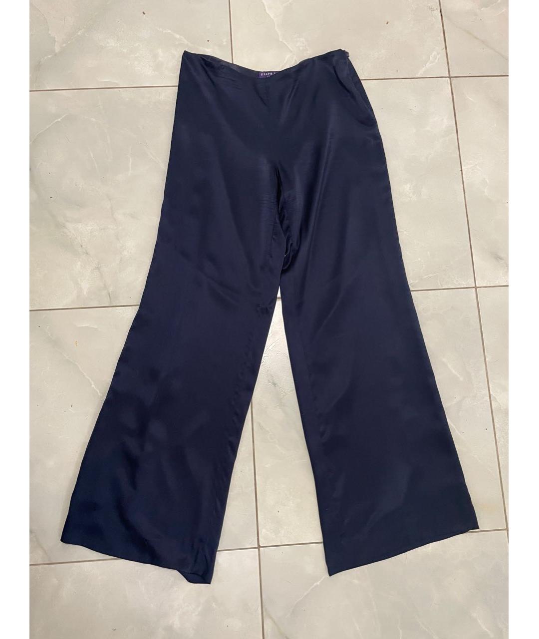 RALPH LAUREN COLLECTION Темно-синие шелковые брюки широкие, фото 8