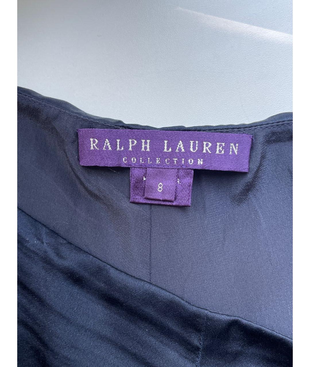 RALPH LAUREN COLLECTION Темно-синие шелковые брюки широкие, фото 2