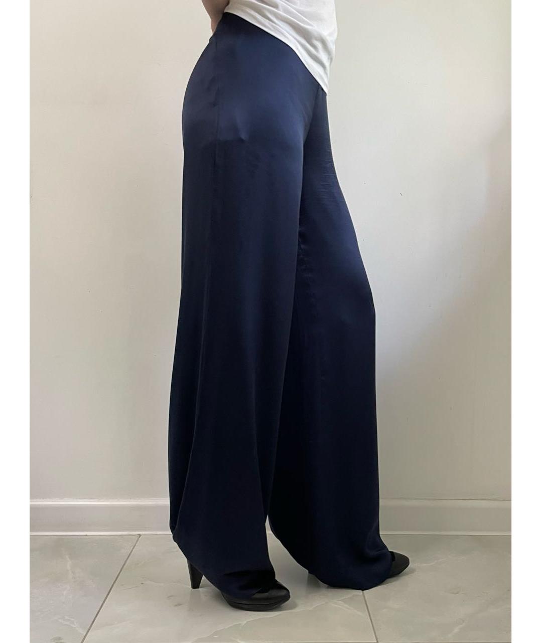 RALPH LAUREN COLLECTION Темно-синие шелковые брюки широкие, фото 5