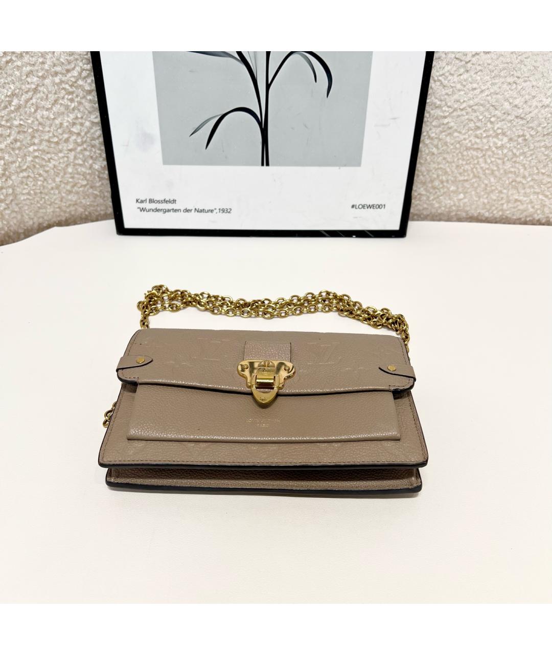 LOUIS VUITTON Бежевая кожаная сумка через плечо, фото 4