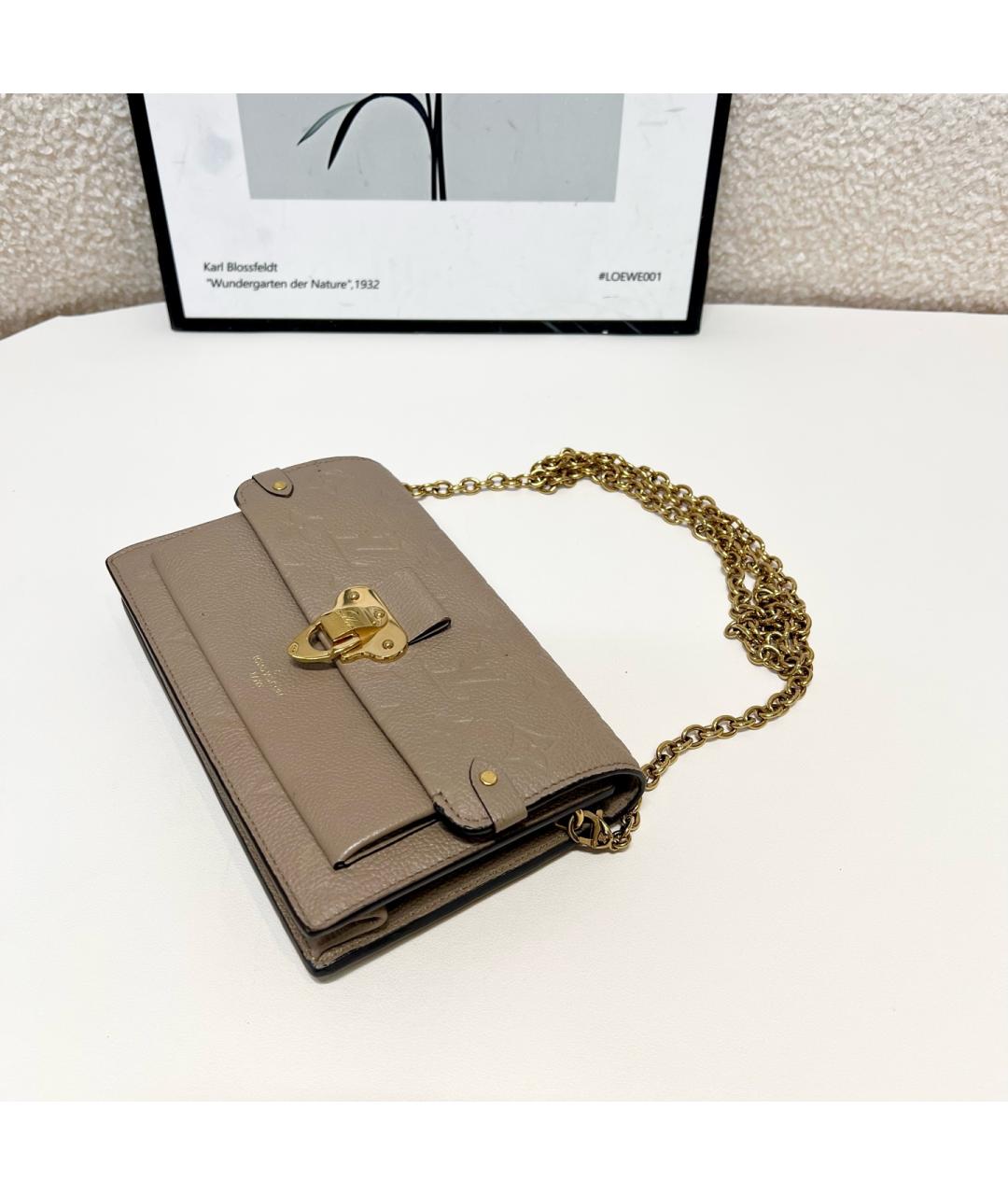 LOUIS VUITTON Бежевая кожаная сумка через плечо, фото 5