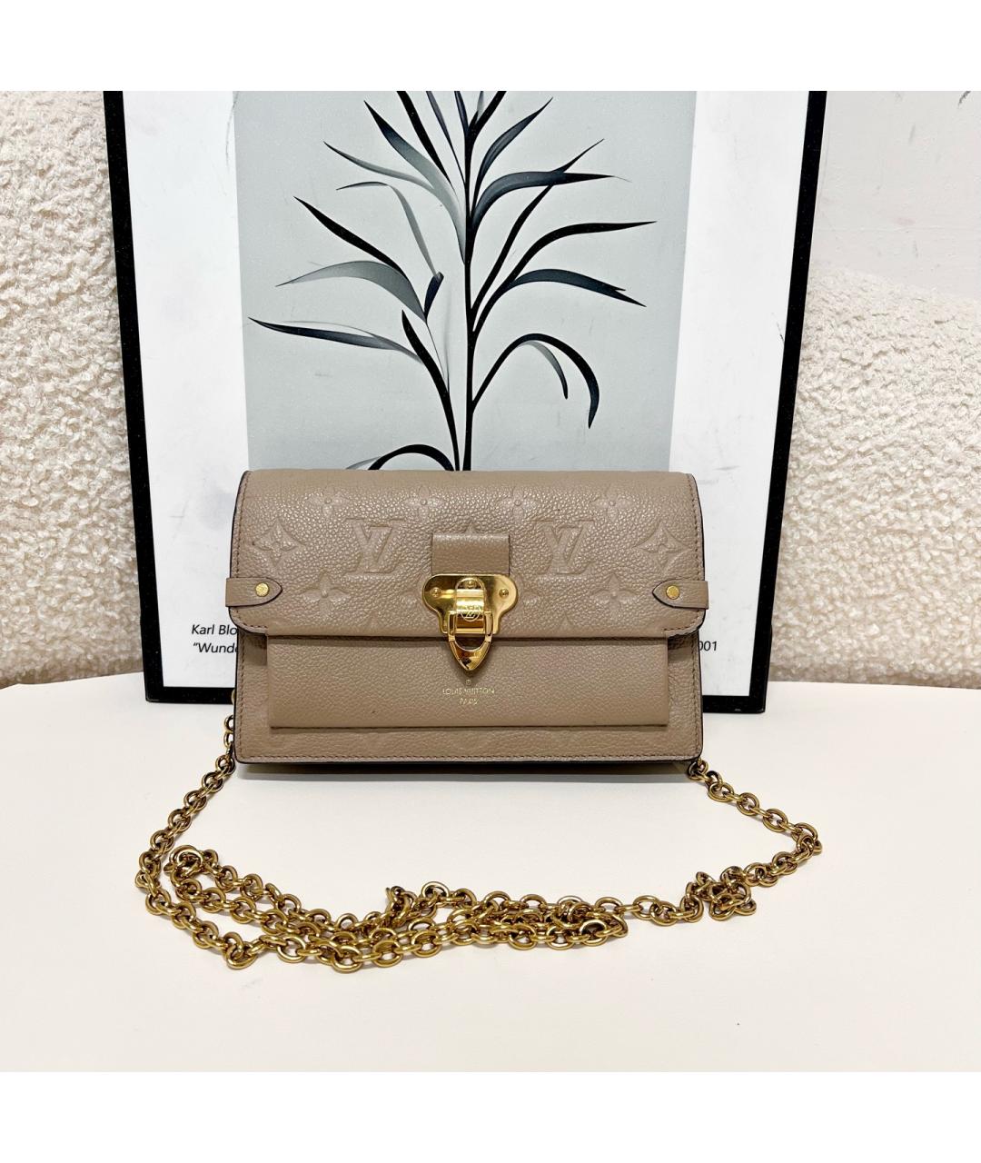 LOUIS VUITTON Бежевая кожаная сумка через плечо, фото 7