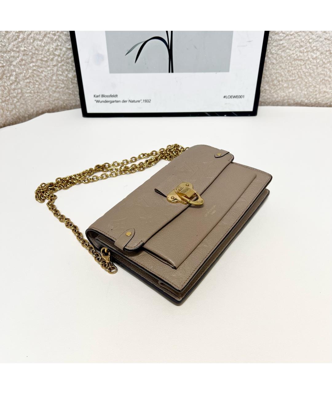 LOUIS VUITTON Бежевая кожаная сумка через плечо, фото 3