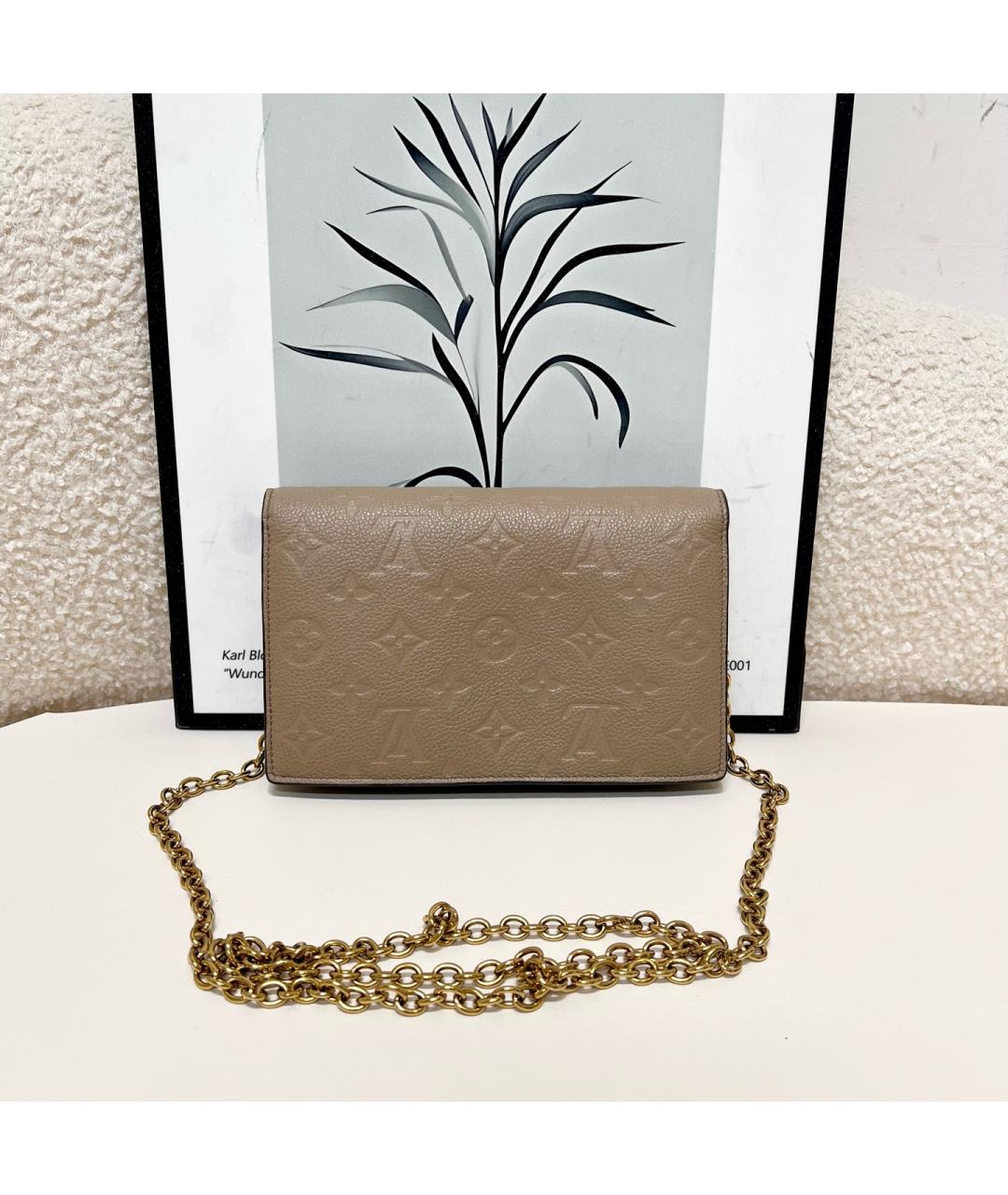 LOUIS VUITTON Бежевая кожаная сумка через плечо, фото 2