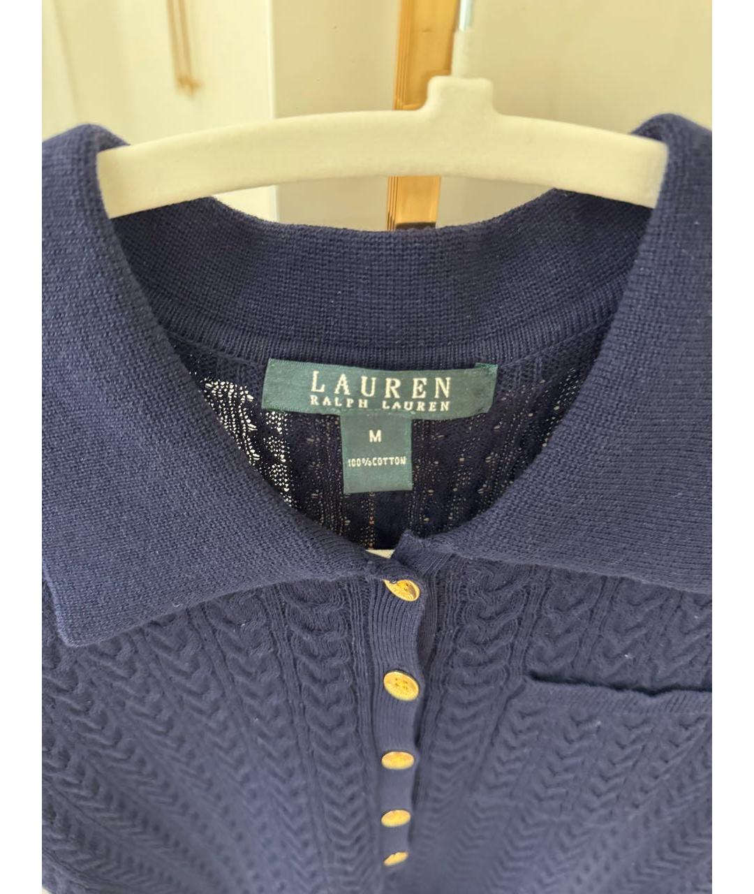 RALPH LAUREN Темно-синий хлопковый джемпер / свитер, фото 3