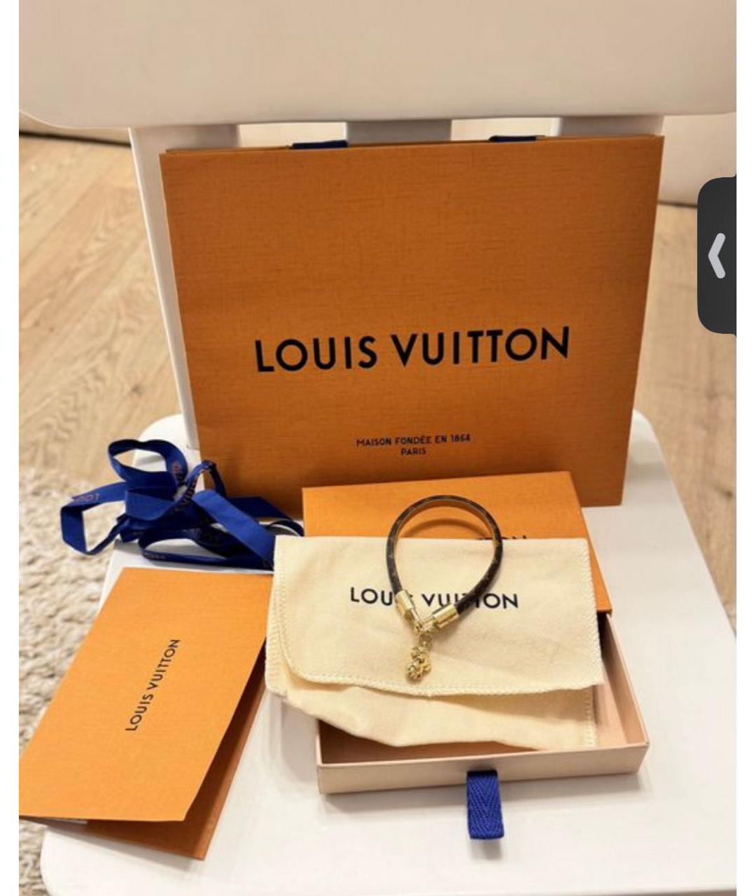 LOUIS VUITTON Коричневый латунный браслет, фото 5