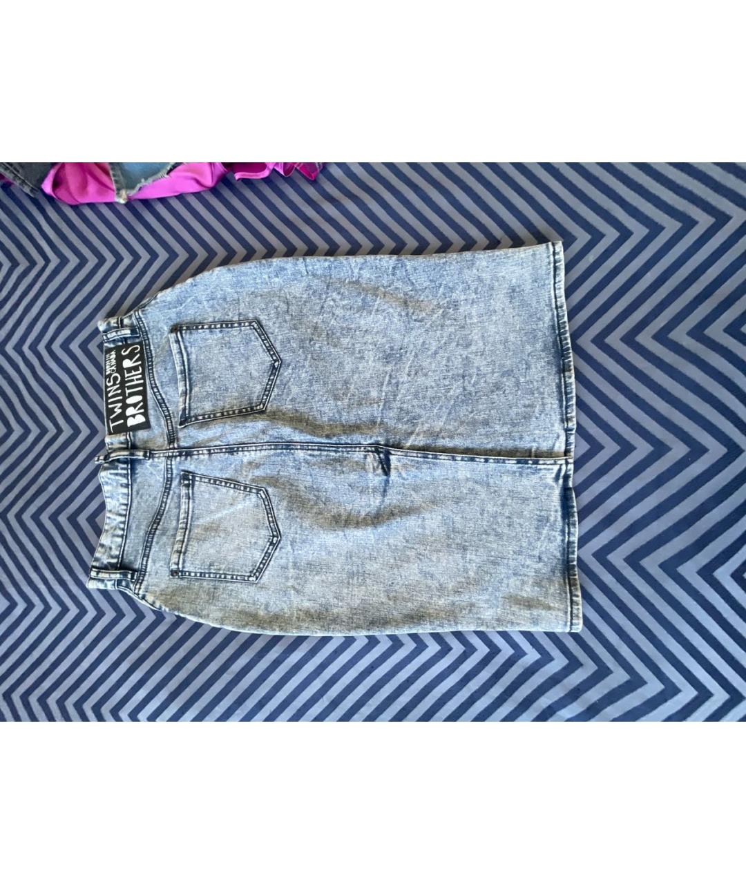 DSQUARED2 Голубая деним юбка миди, фото 2