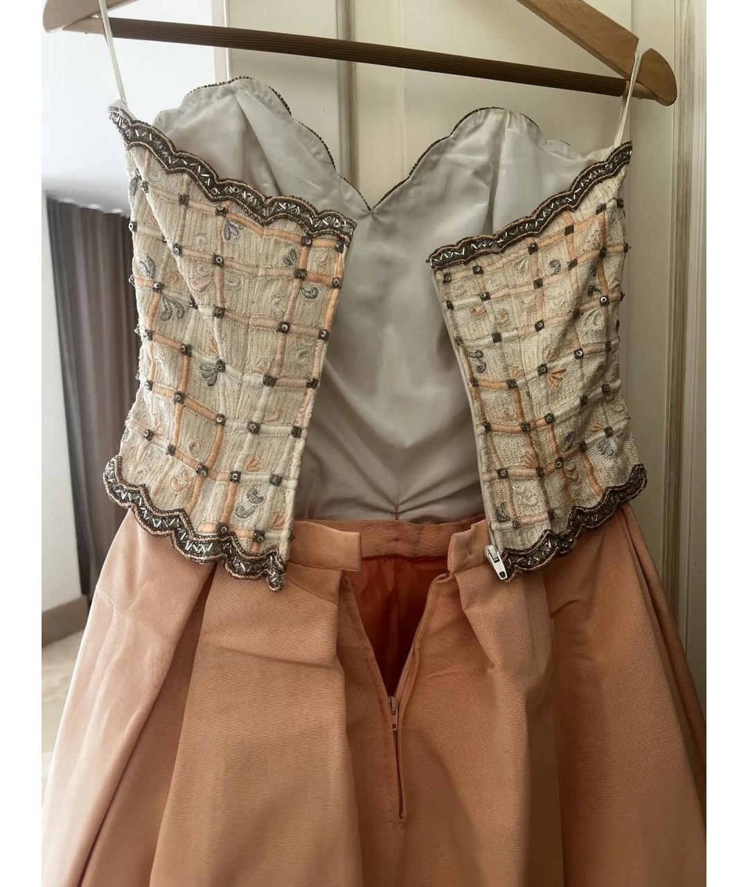 NINA RICCI Бежевое шелковое вечернее платье, фото 2