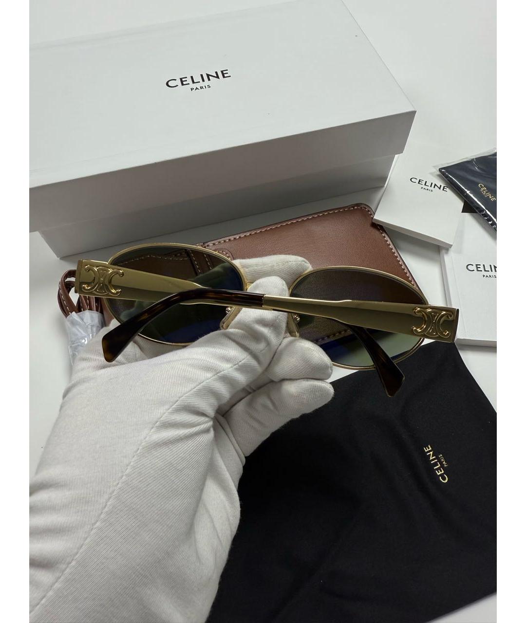 CELINE Золотые металлические солнцезащитные очки, фото 7
