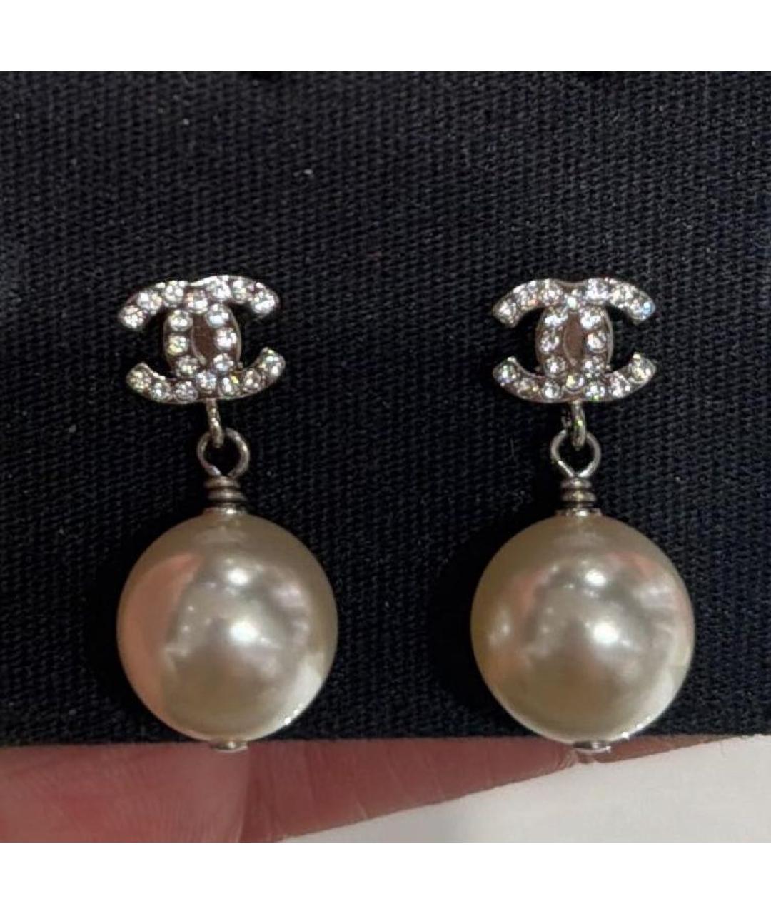 CHANEL Серебряные металлические серьги, фото 2