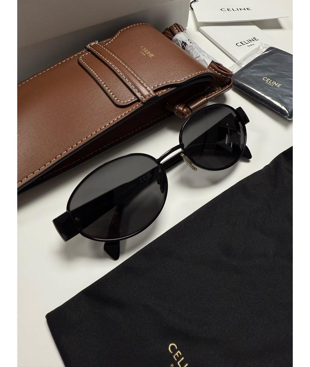 CELINE Черные металлические солнцезащитные очки, фото 2