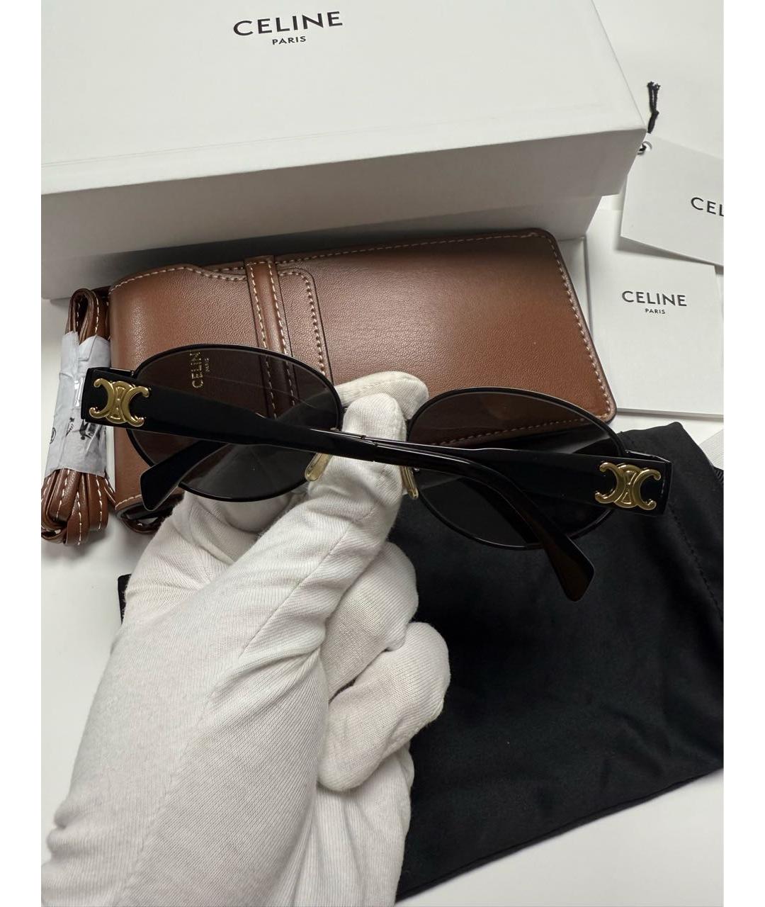 CELINE Черные металлические солнцезащитные очки, фото 7