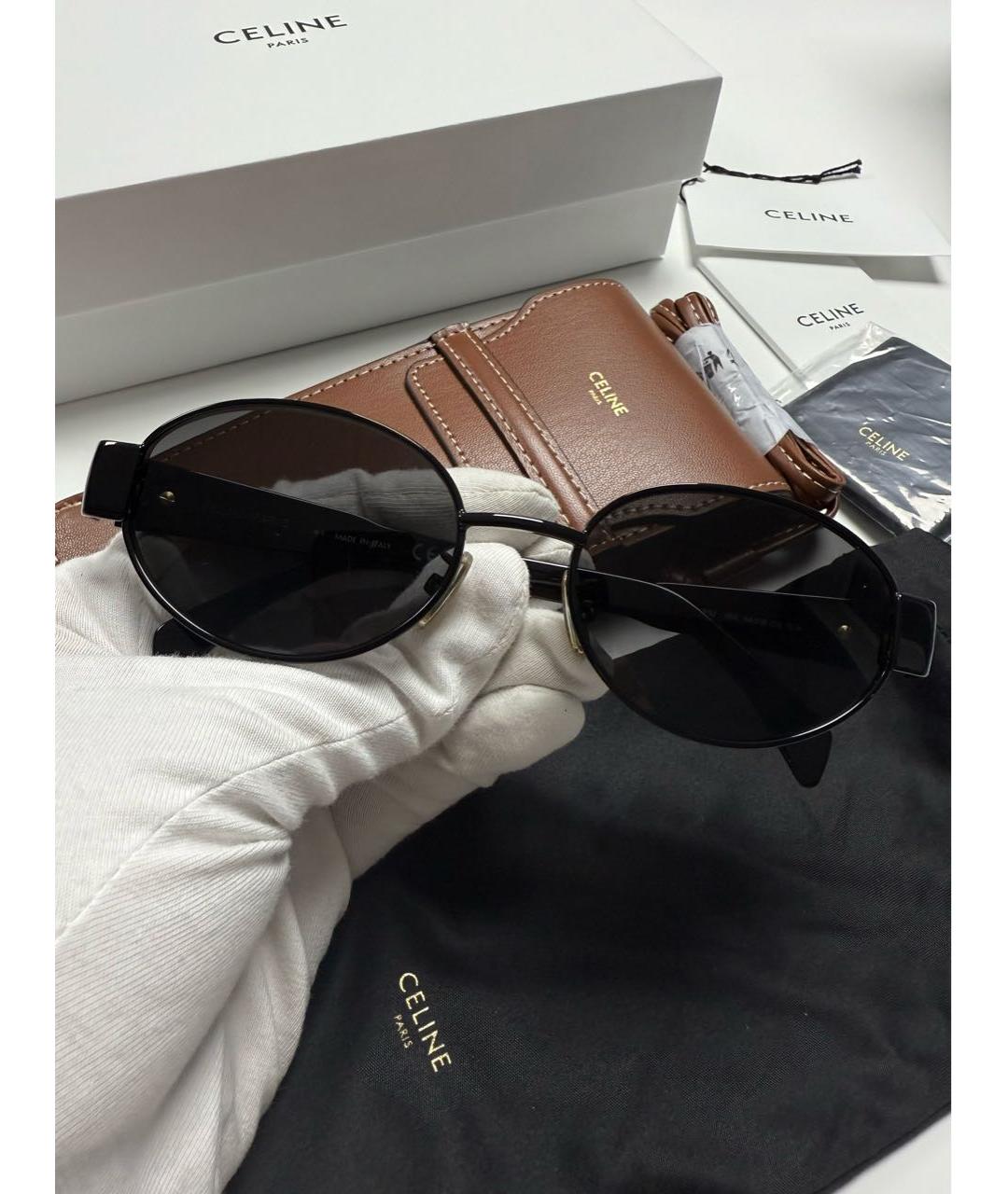 CELINE Черные металлические солнцезащитные очки, фото 3