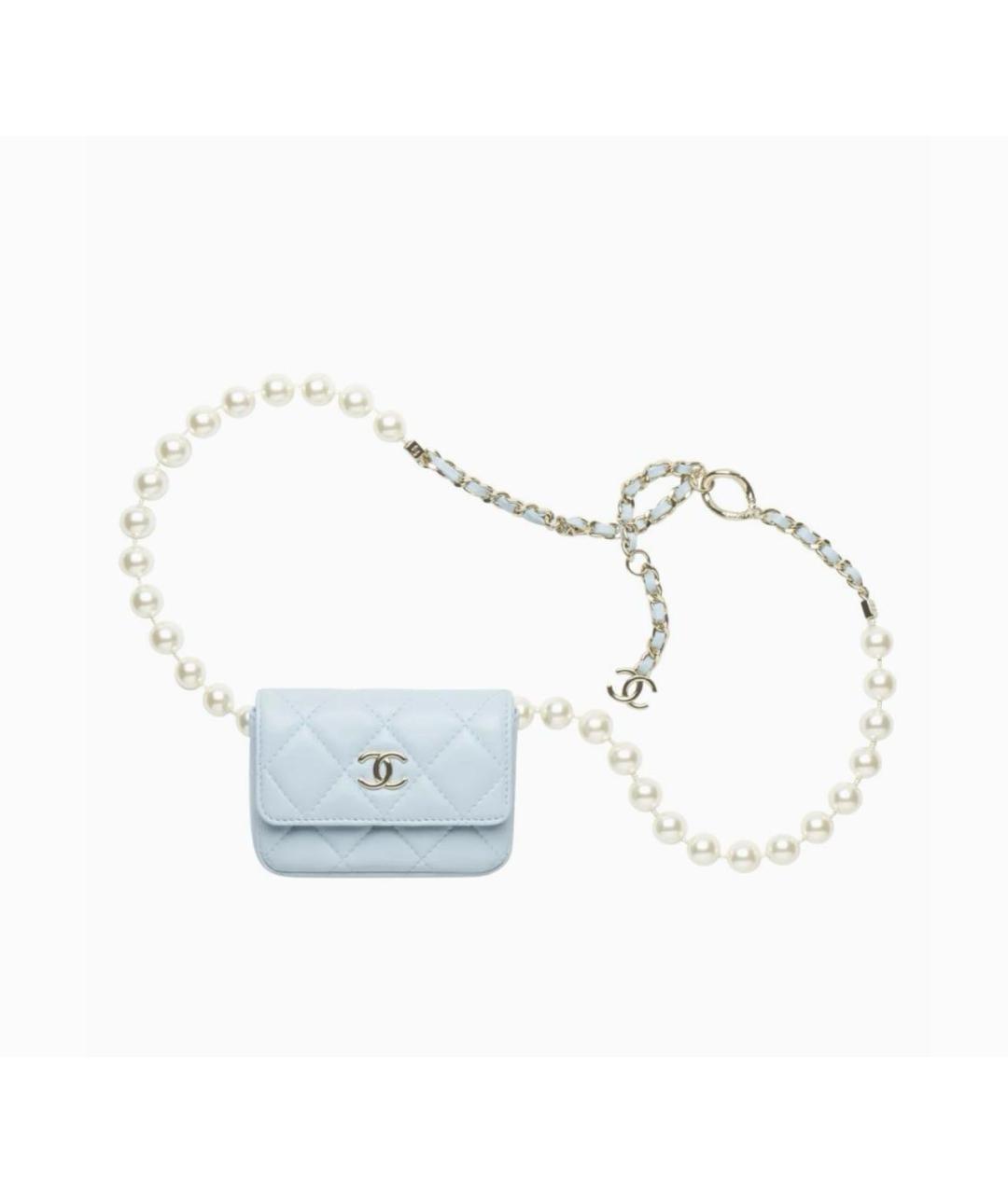 CHANEL Голубая кожаная поясная сумка, фото 6