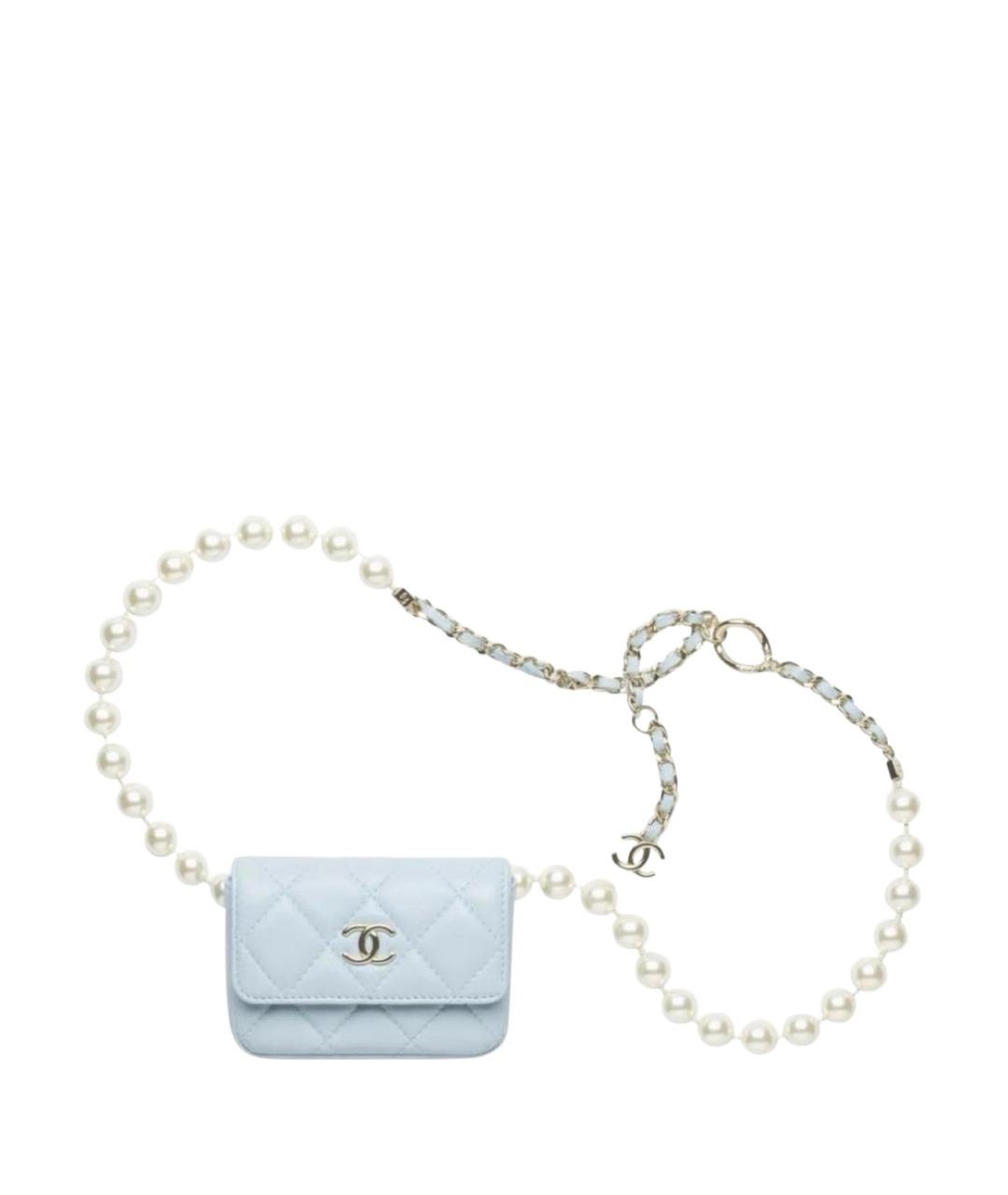 CHANEL Голубая кожаная поясная сумка, фото 1