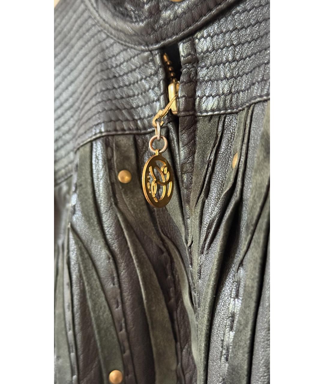 ROBERTO CAVALLI Черная кожаная куртка, фото 6