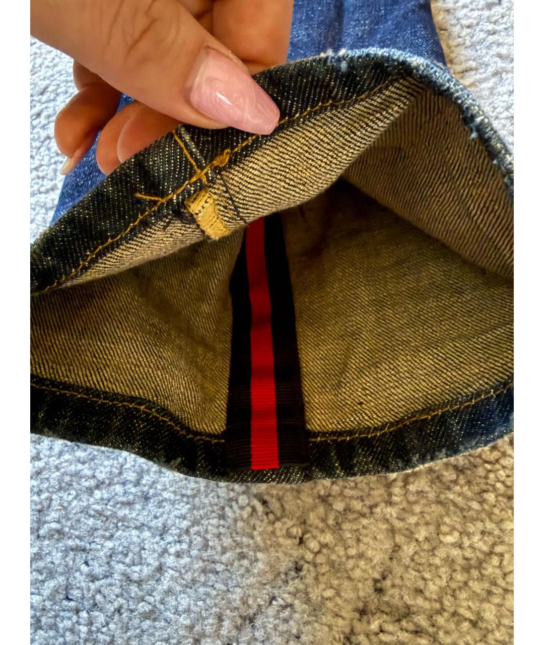 GUCCI Темно-синие хлопковые прямые джинсы, фото 5