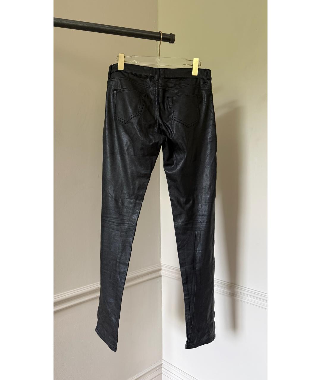SAINT LAURENT Черные кожаные брюки узкие, фото 2