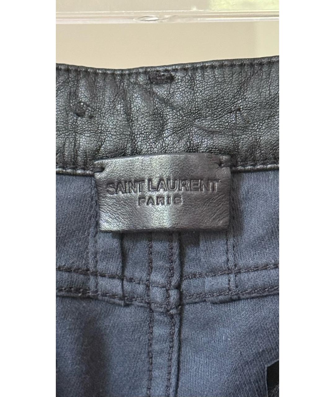SAINT LAURENT Черные кожаные брюки узкие, фото 8