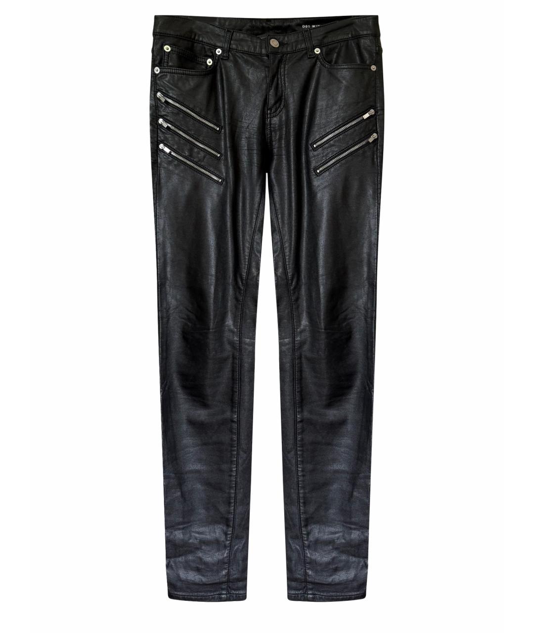 SAINT LAURENT Черные кожаные брюки узкие, фото 1