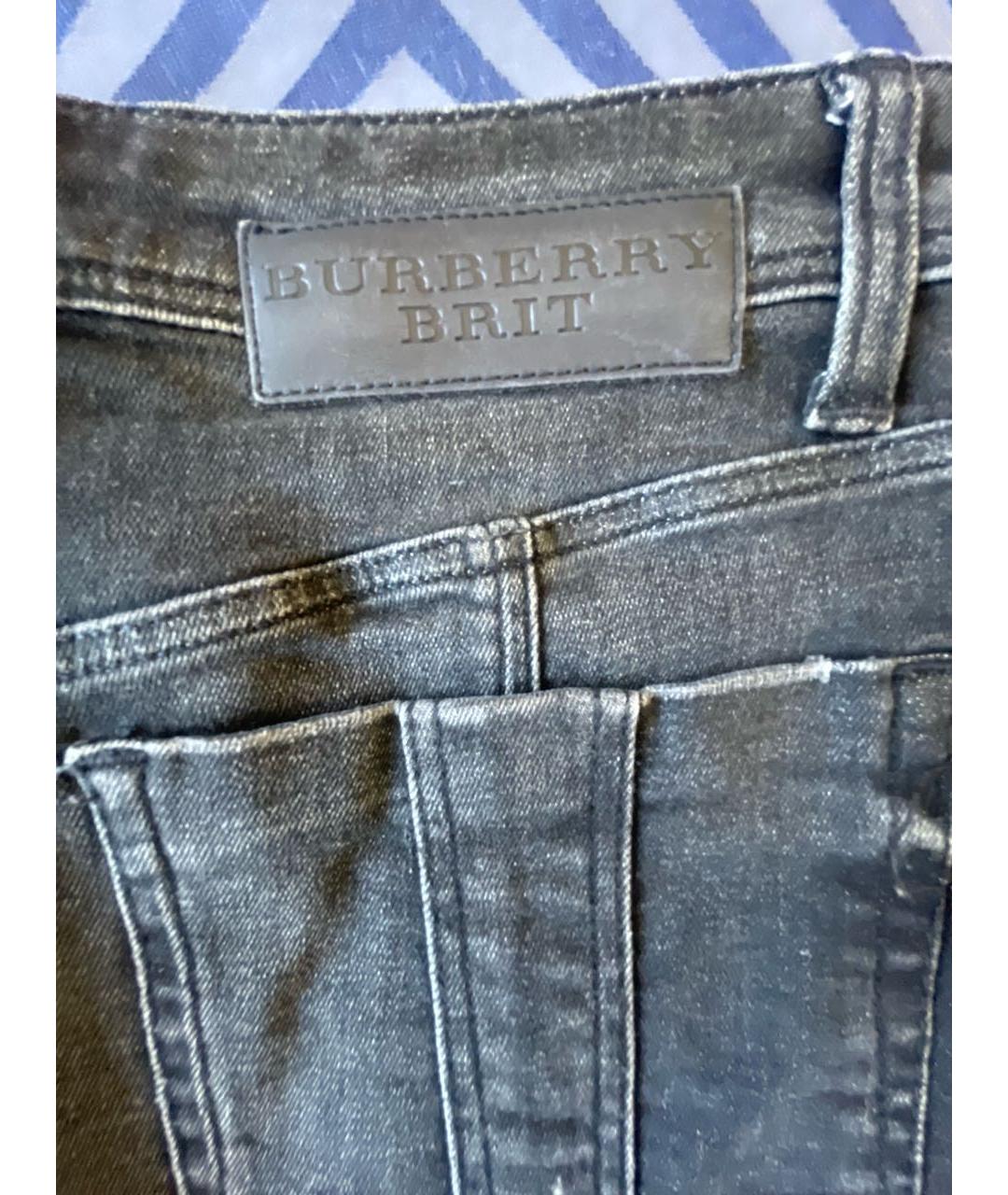 BURBERRY Черная деним юбка мини, фото 3
