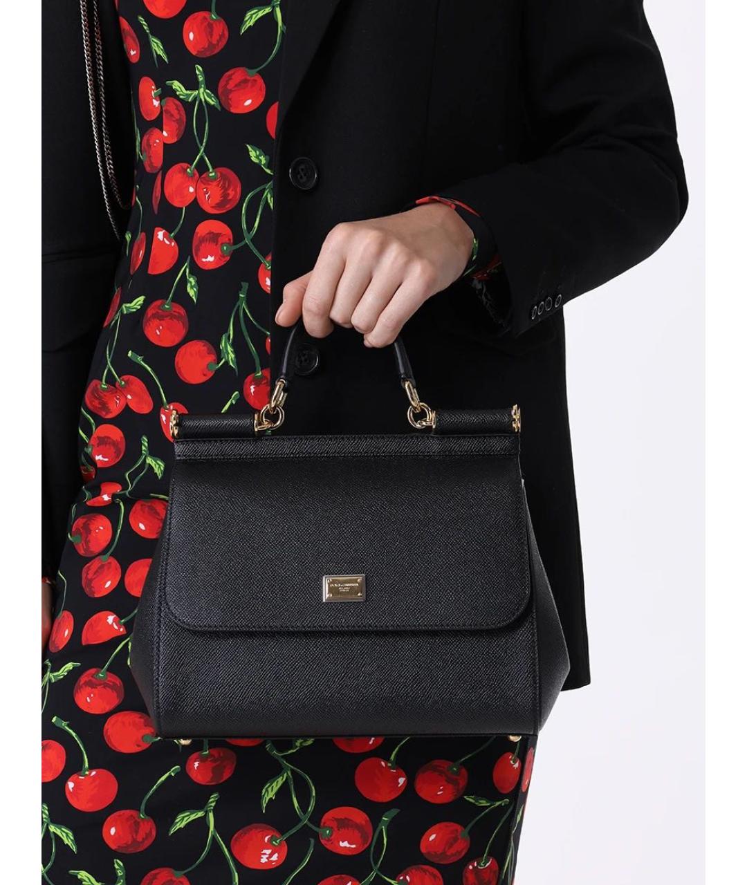 DOLCE&GABBANA Черная сумка через плечо из лакированной кожи, фото 3