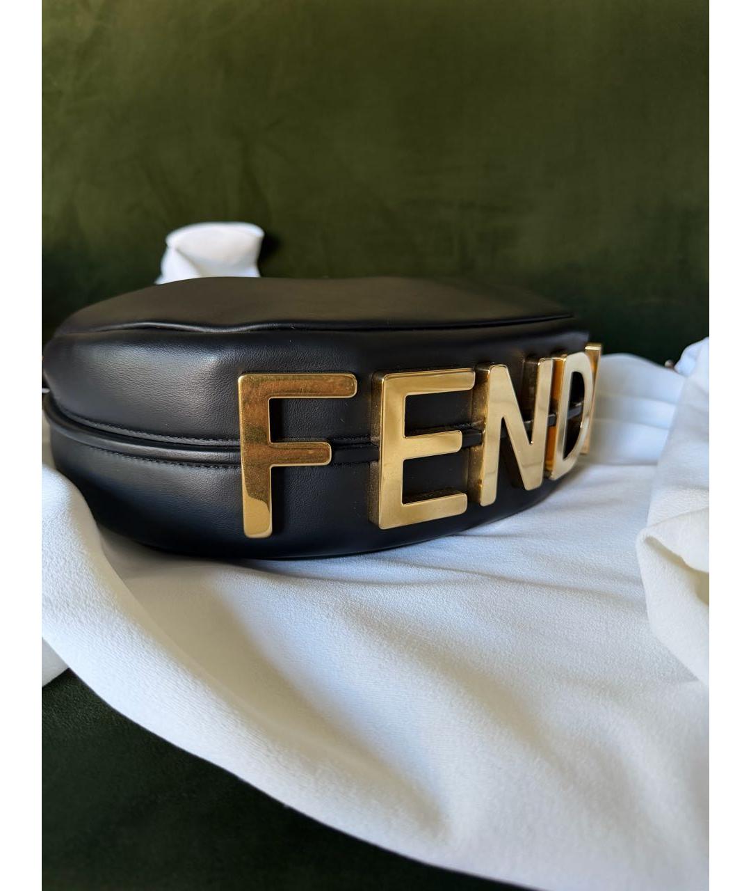 FENDI Черная кожаная сумка с короткими ручками, фото 4