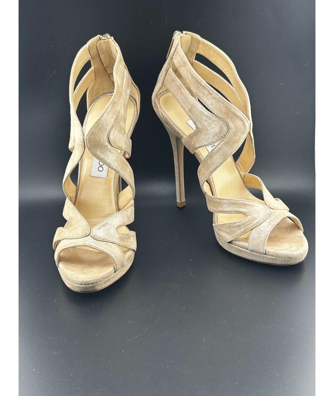 JIMMY CHOO Бежевые кожаные босоножки, фото 5