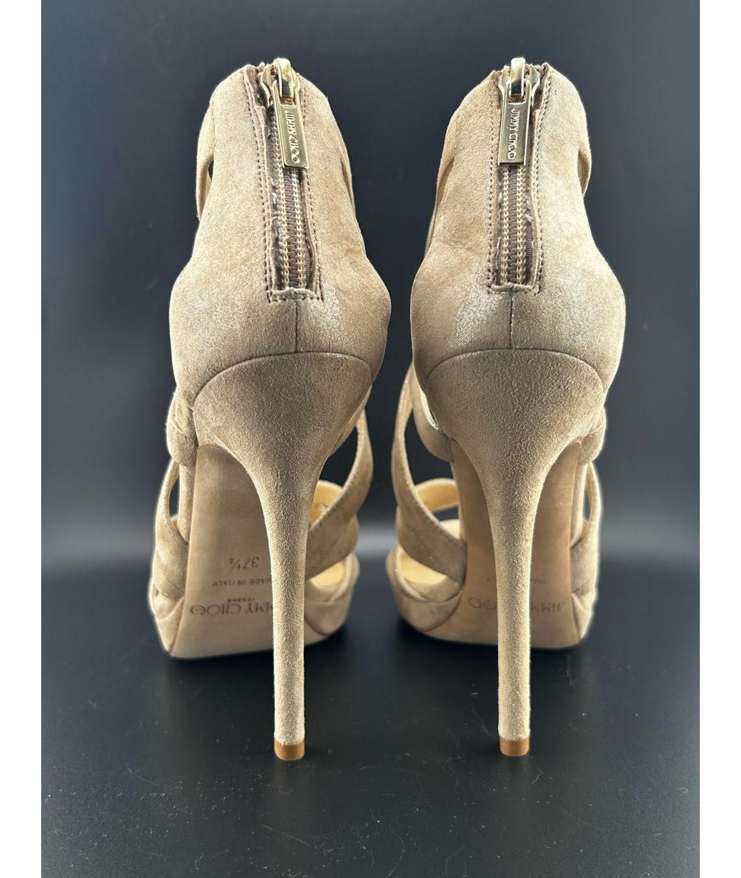 JIMMY CHOO Бежевые кожаные босоножки, фото 4