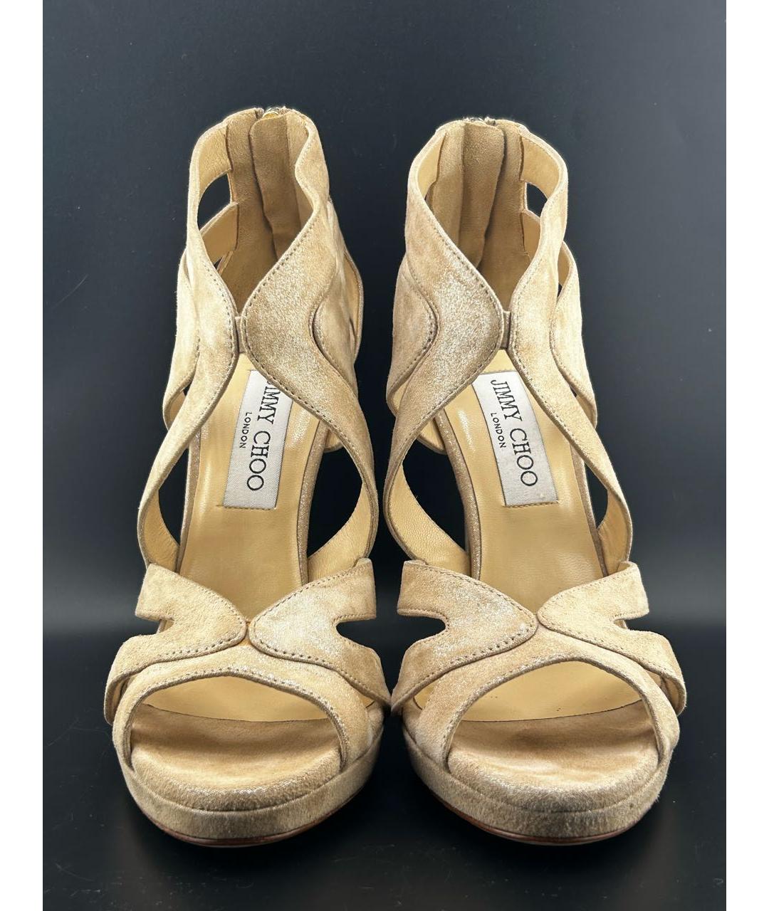 JIMMY CHOO Бежевые кожаные босоножки, фото 2